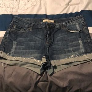 Distressed cutoff jean shorts